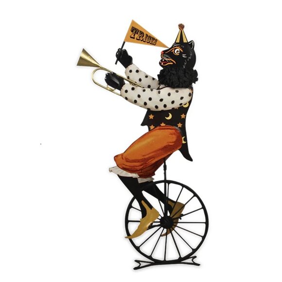 Bethany Lowe Designs Circus Cat On Unicycle - Picture 1 of 3